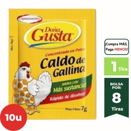 Concentrado en Polvo DOÑA GUSTA Caldo Sabor Gallina 7g. Tira 10Un.