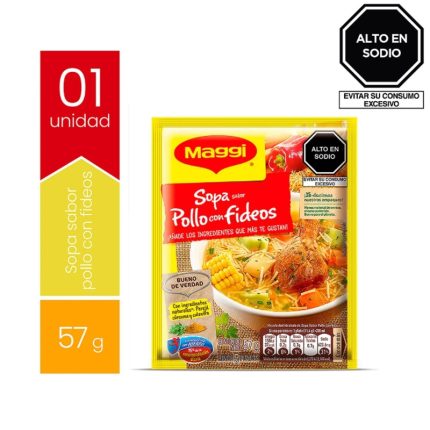 Sopa Instantánea Maggi Sabor Pollo con Fideos Bolsa 57 g