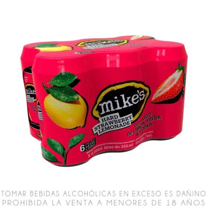 Sixpack Bebida Mike's Hard Lemonade Fresa Lata 355ml