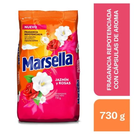 Detergente en Polvo MARSELLA Jazmín y Rosas Bolsa 730g