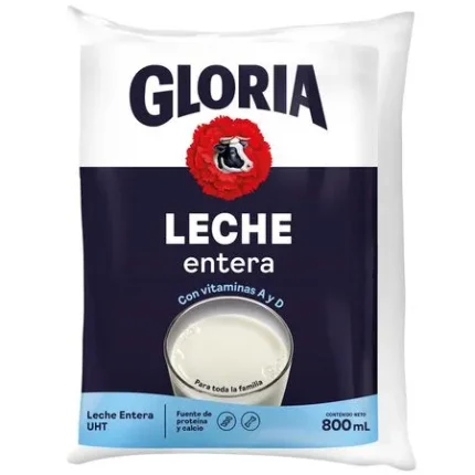 Leche Gloria Entera Bolsa 800ml