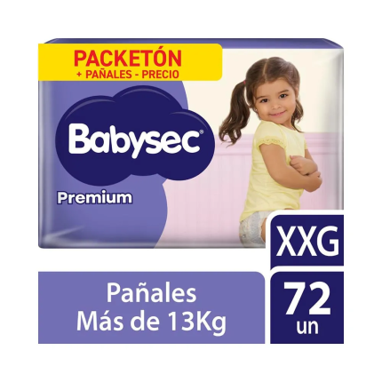 Pañal Babysec Packetón Premium Talla XXG X1UND